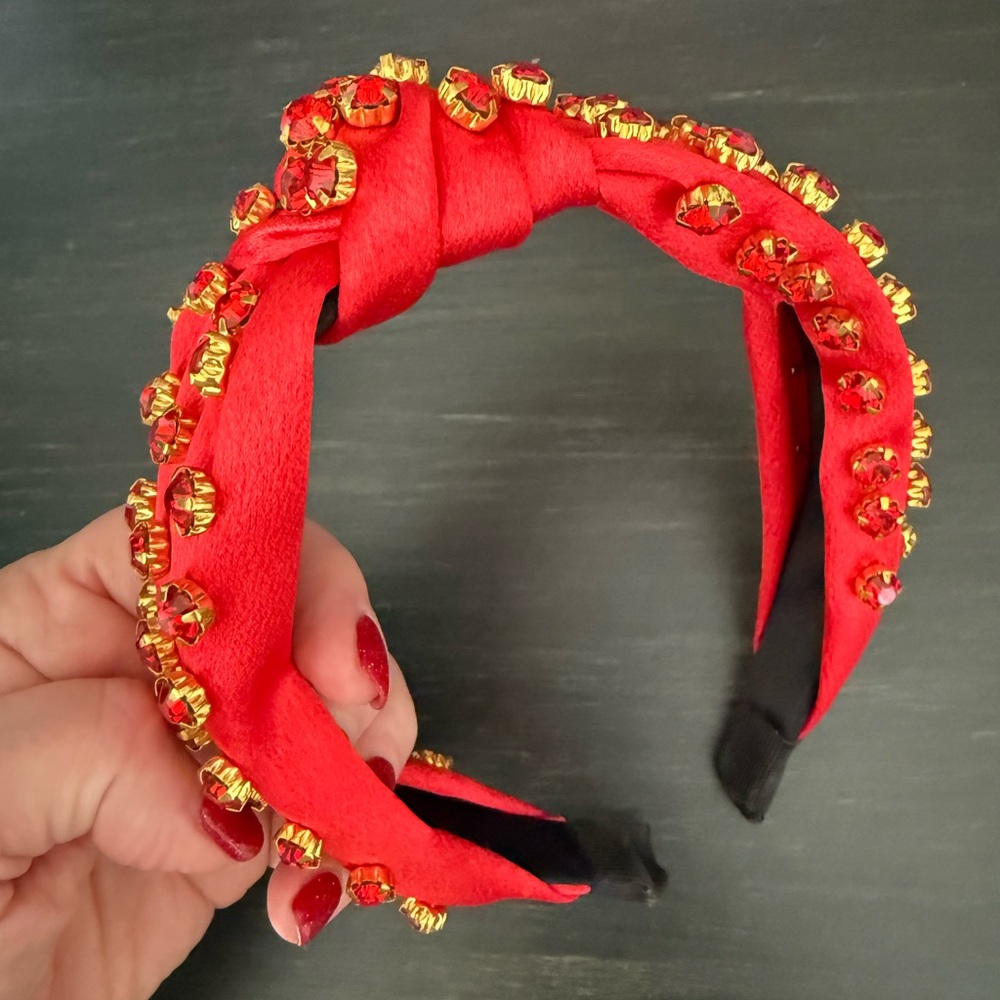 Elegant Red Beaded Headband